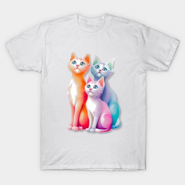 Cat lover, Colorful Kitties T-Shirt by Jenerations